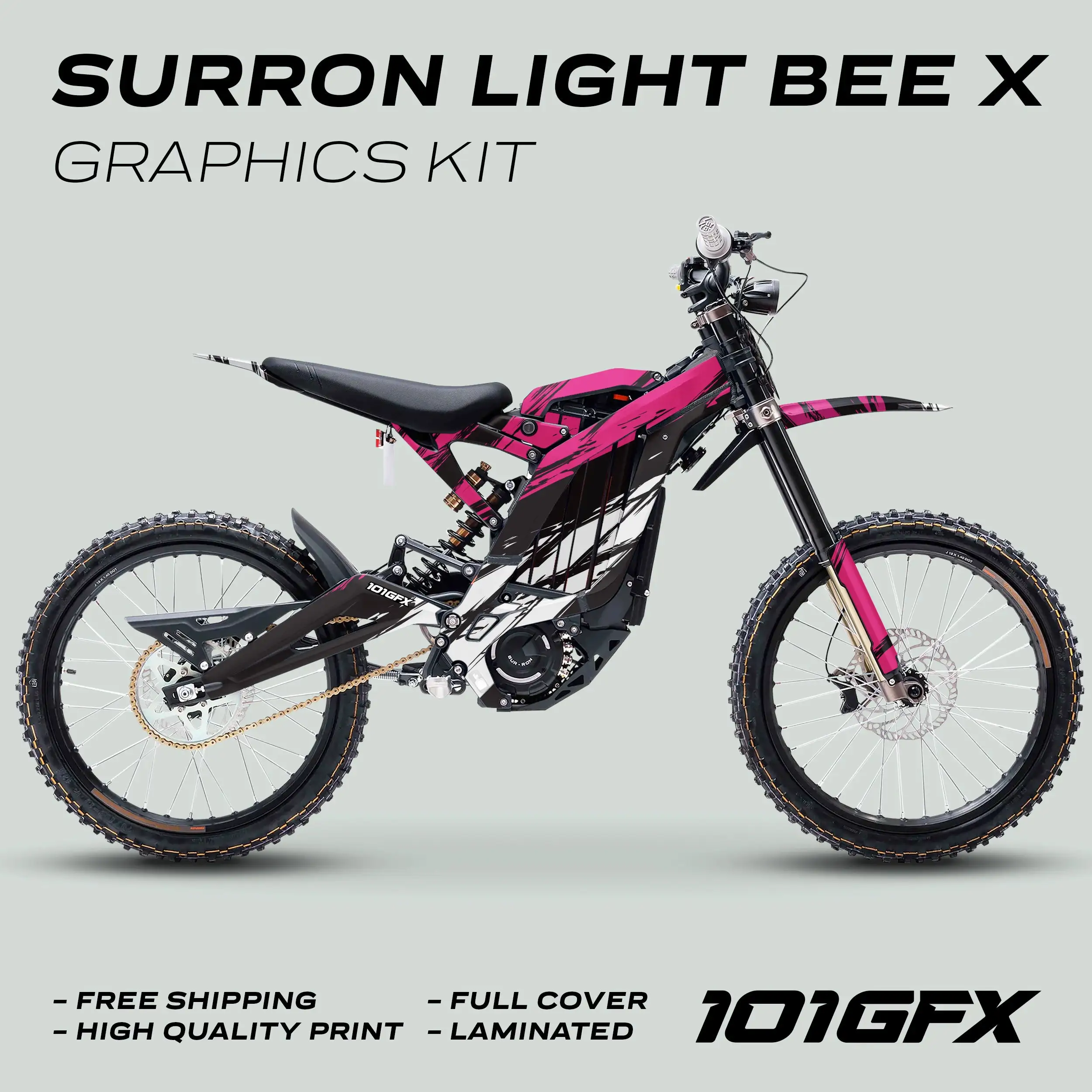 Graphics Kit SLICE BLACK PINK Stickers Grunge Scratch Style Laminated  L1E eBike Emoto For Surron Light Bee X