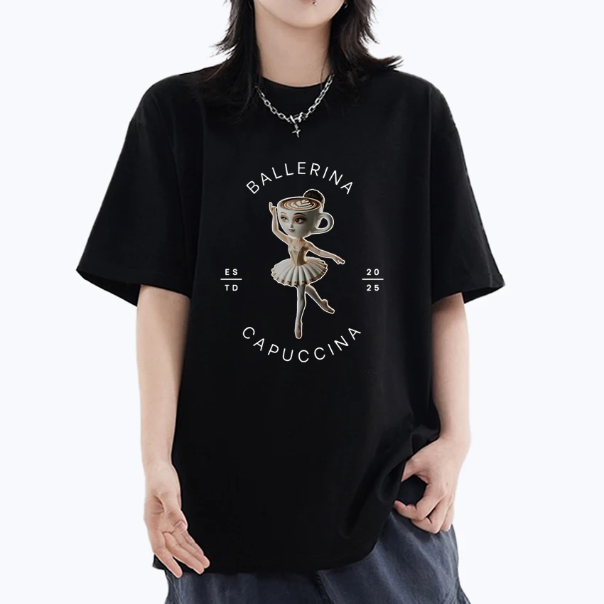 

Summer Ballerina Capuccina Italian Brainrot Meme Oversized t shirt Men Women 100% Cotton short sleeve t-shirts harajuku Unisex