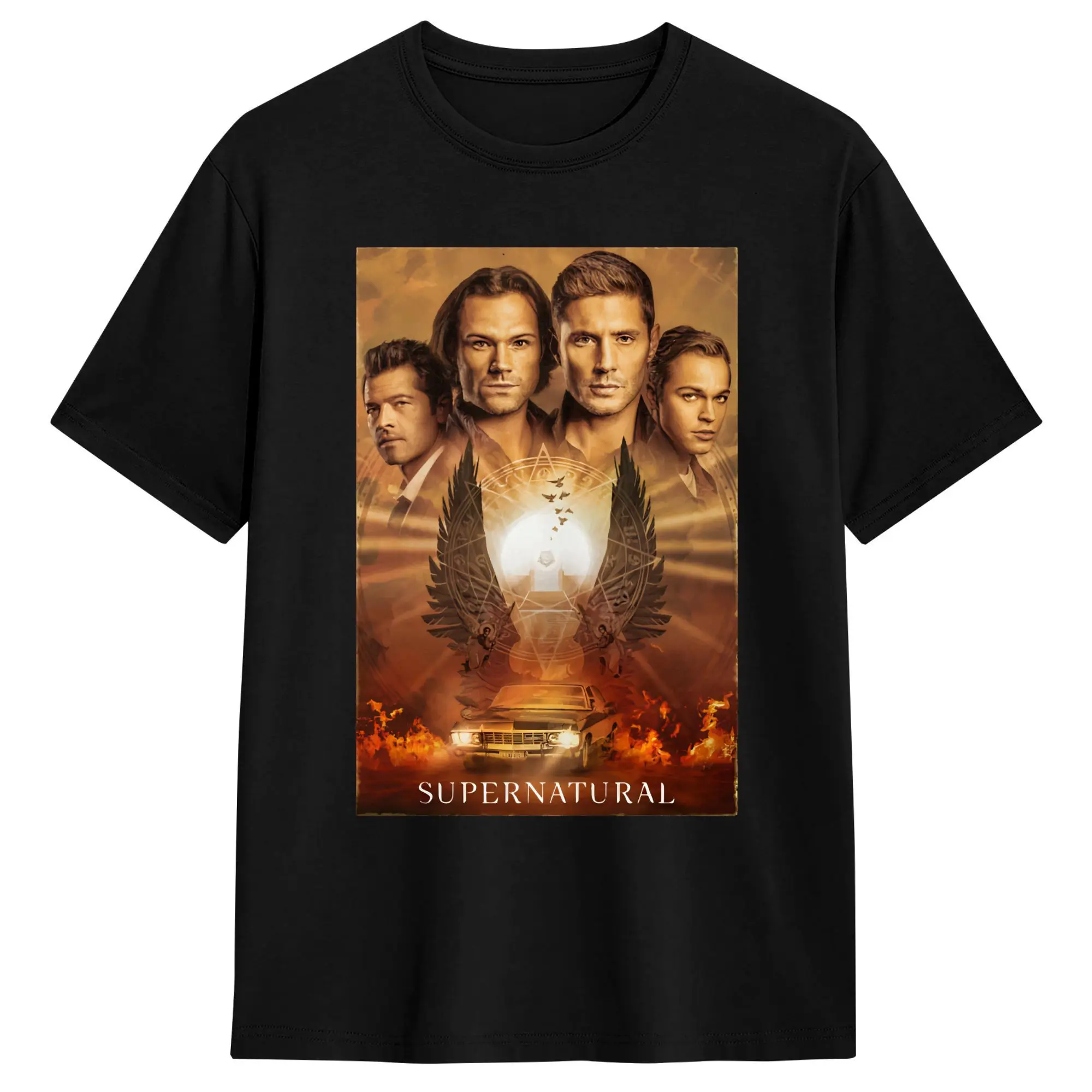 

Men's T-Shirts Impala Supernatural Season Funny 100% Cotton Tee Shirt Short Sleeve T Shirts Round Neck Clothing Plus Size