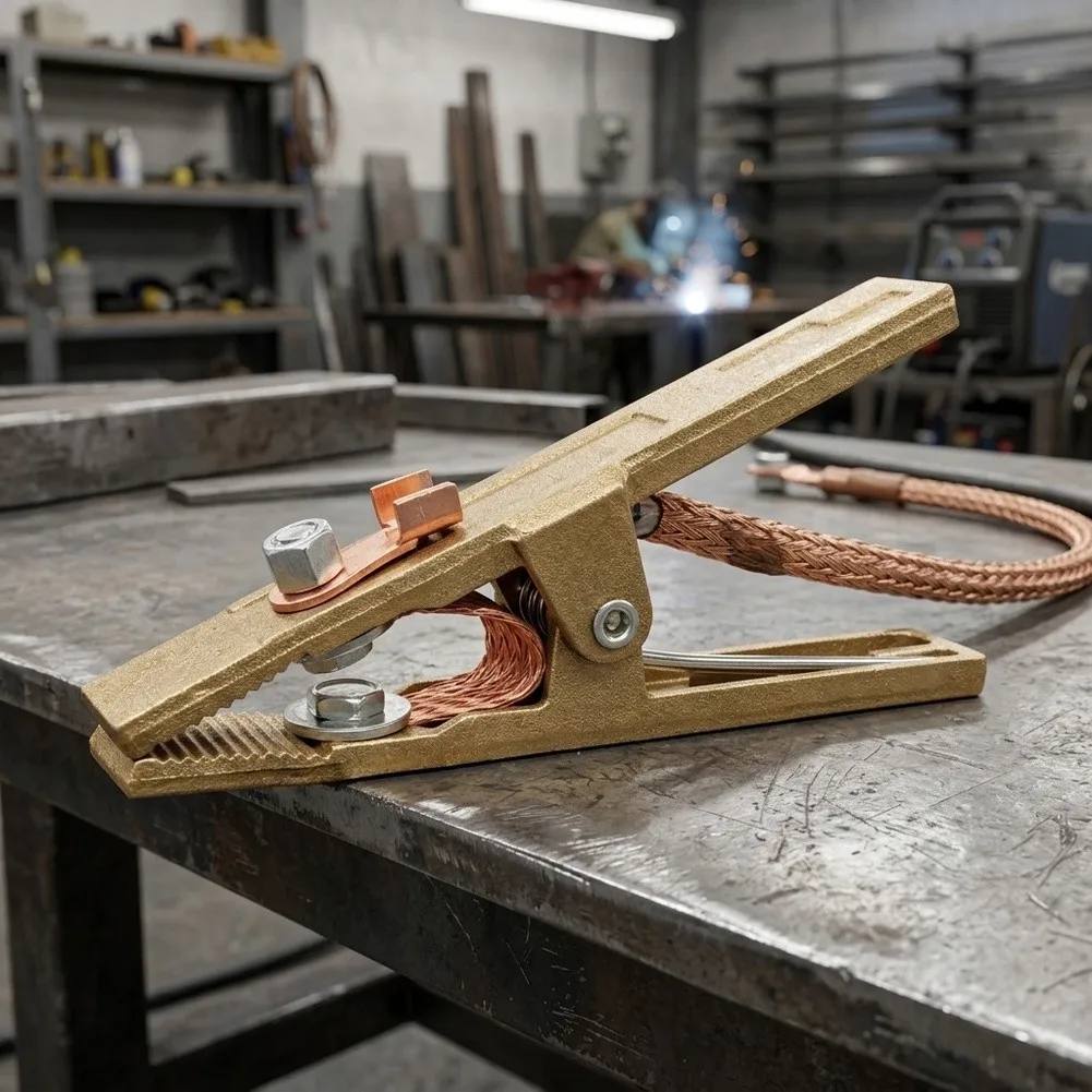 Copper Ground Clamp 260A for Welding For Plasma Cutting Machines High Conductivity Low Resistance 14 x 5.5 cm Dimensions