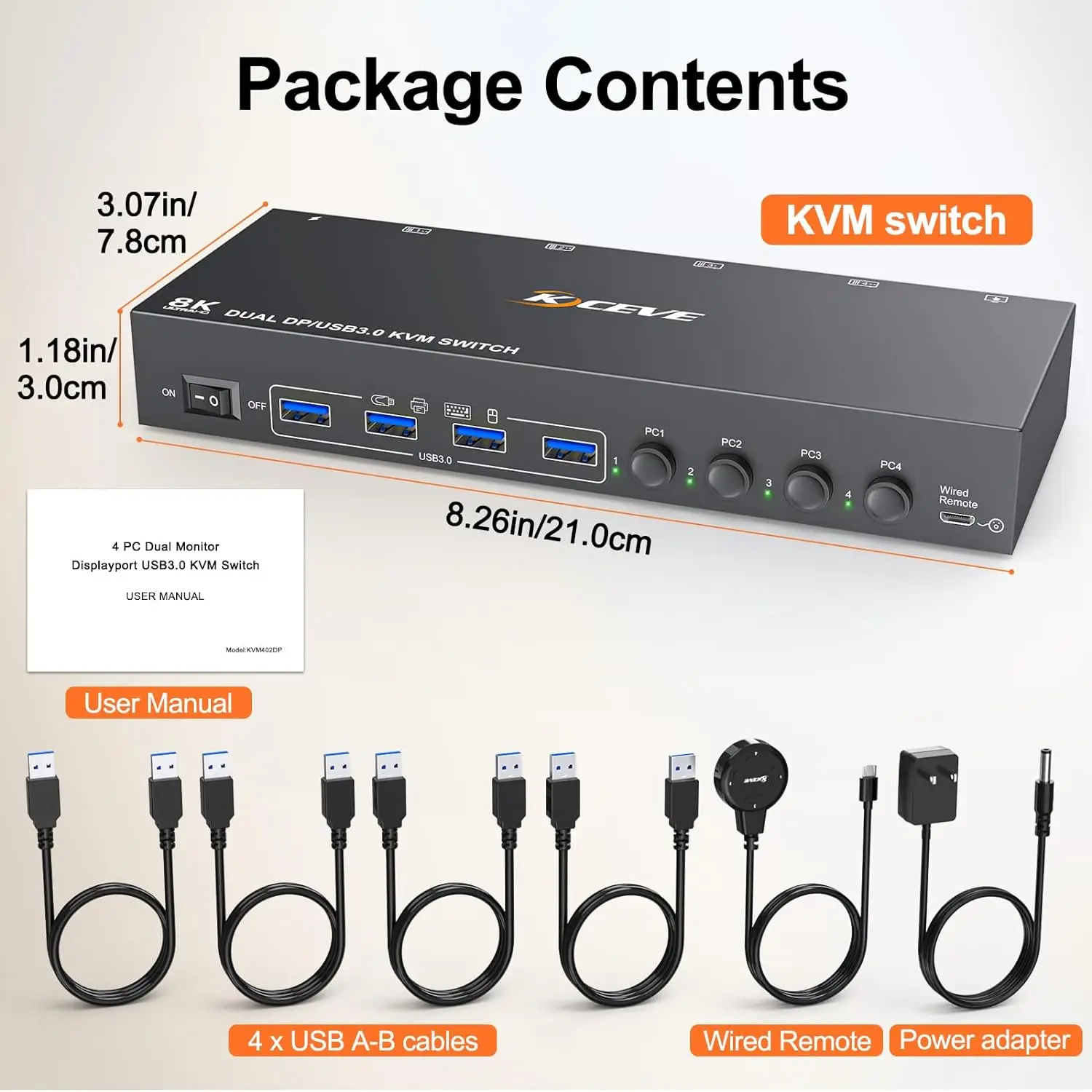 Imagem -03 - Kceve-usb 3.0 Kvm Switcher para Computadores Monitores Displayport Suporta 4k @ 60hz Compartilhar Monitores dp