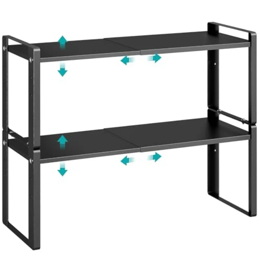 

Expandable Cabinet Organizer Shelves, 88lbs High Weight Capacity, Stackable Heavy-Duty Metal Storage Rack, Adjustable Cabinet S
