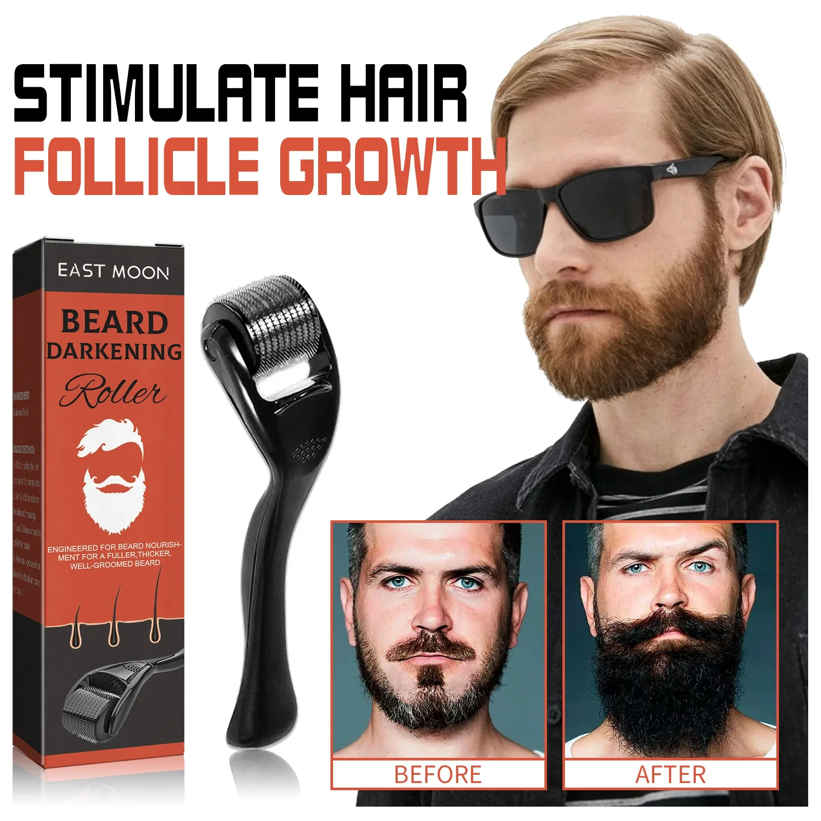 Beard Thick Roller Strong Fibrous Roots Moisten Soft and Bright Men Nourish Thick Growth Beard Comb