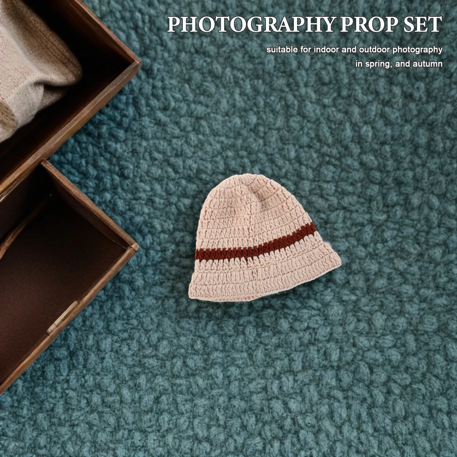 1Set Beige Crochet Baby Cowboy Outfit Handmade Newborn Photo Shoot Set Soft Gentle Fabric Perfect for Indoor Outdoor Photography