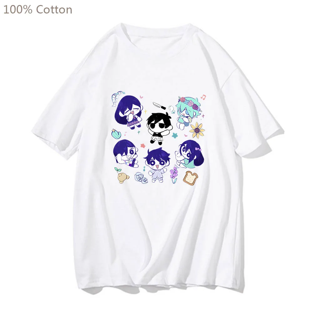 Omori Cute Cartoon Anime T-shirts Comfortable Fashion Manga Tshirt 100% Cotton Tee-shirt Harajuku Short Sleeve Men/women T-shirt