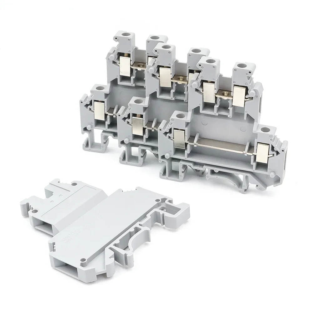 50Pcs UKK 5 Multi-Level DIN Rail Terminal Block Screw Connection 32A Electrical Wire Connector