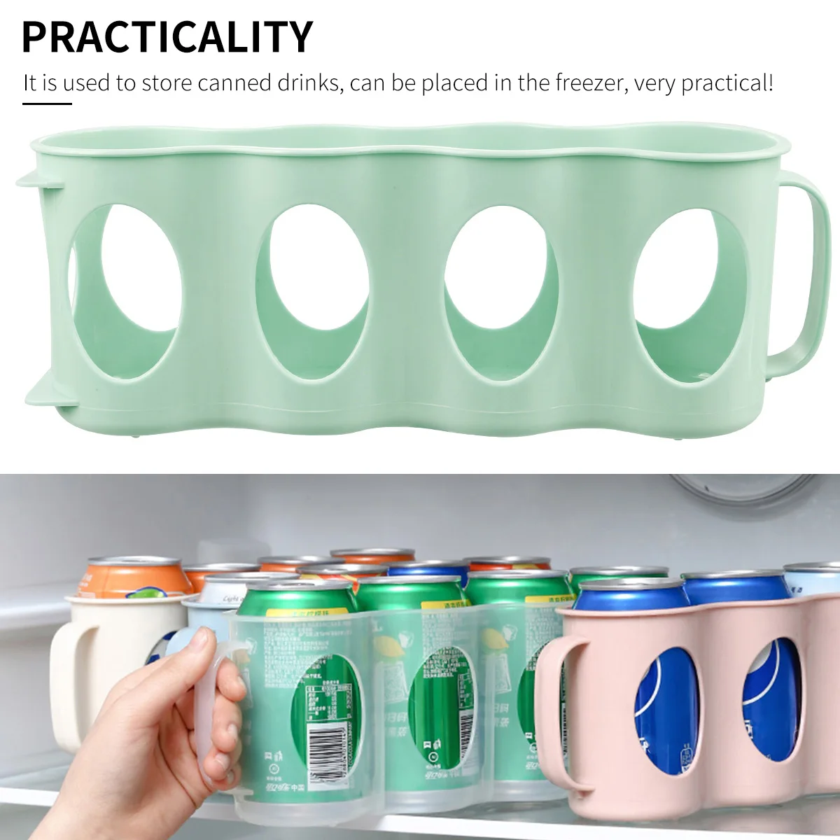 

2pcs Hand-Pull Organizer Rack Fridge Storage Shelf Beverage Can Dispenser Space-Saving Kitchen Rack Plastic Storage Box Hand