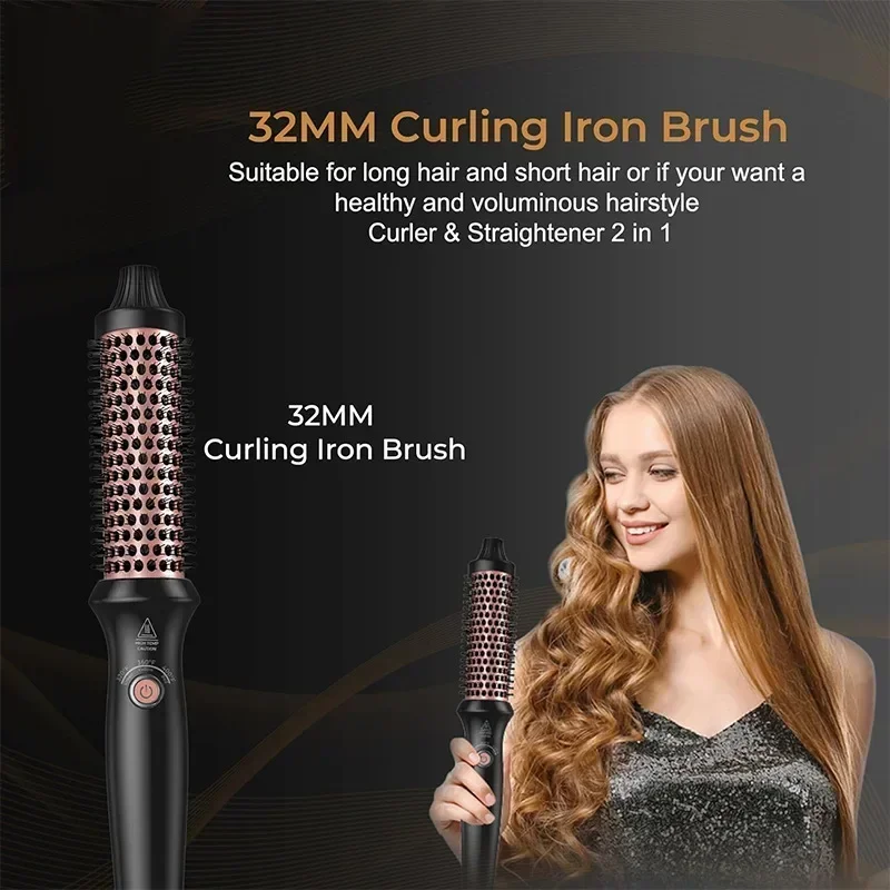 2 in 1 Hot Air Brush Comb Iron Straight Hair Comb Multifunctional Electric Brush Wave Curling Styling Tool Hair Curlers Rollers