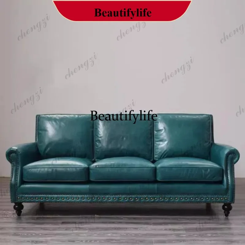 Sofás de Cuero Americanos N178 TTT para Sala de Estar, Sofás Modernos Nórdicos Minimalistas, Sofás Europeos, Muebles Económicos para Salas y Sofás