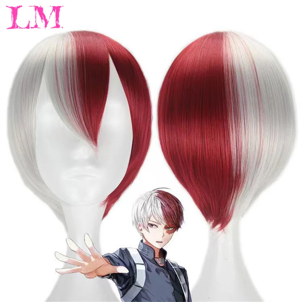 LM Synthetic Black Wigs Men's Short Straight Wigs with Bangs Blonde Mixed Cosplay Anime Wig Fashion Pixie Cut Daily Use Wigs