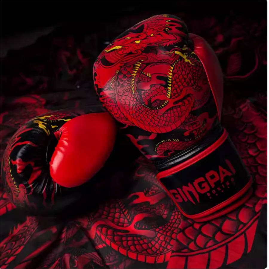 10/12/14oz Dragon Boxing Gloves Professional Adult Sanda Muay Thai Fighting Gloves Men and Women Training Sandbag Free Fight MMA