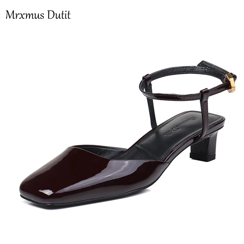 Mrxmus 2024 Summer Fashion Women New Square Head Muller Sandals Solid Elegant Casual Versatile Simple Shoes Female Chic Pumps