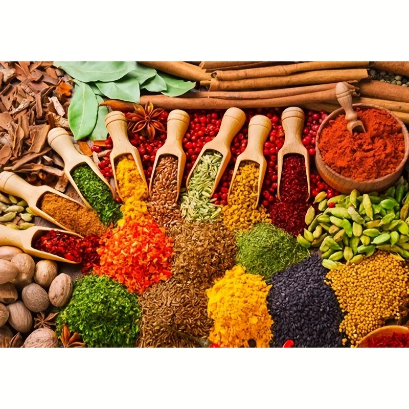 1000 sztuk kolorowych puzzli z przyprawami 70x50 cm Global Pantry Art Series, arcydzieło wystroju kulinarnego dla blogerów żywnościowych i stylistów kuchni