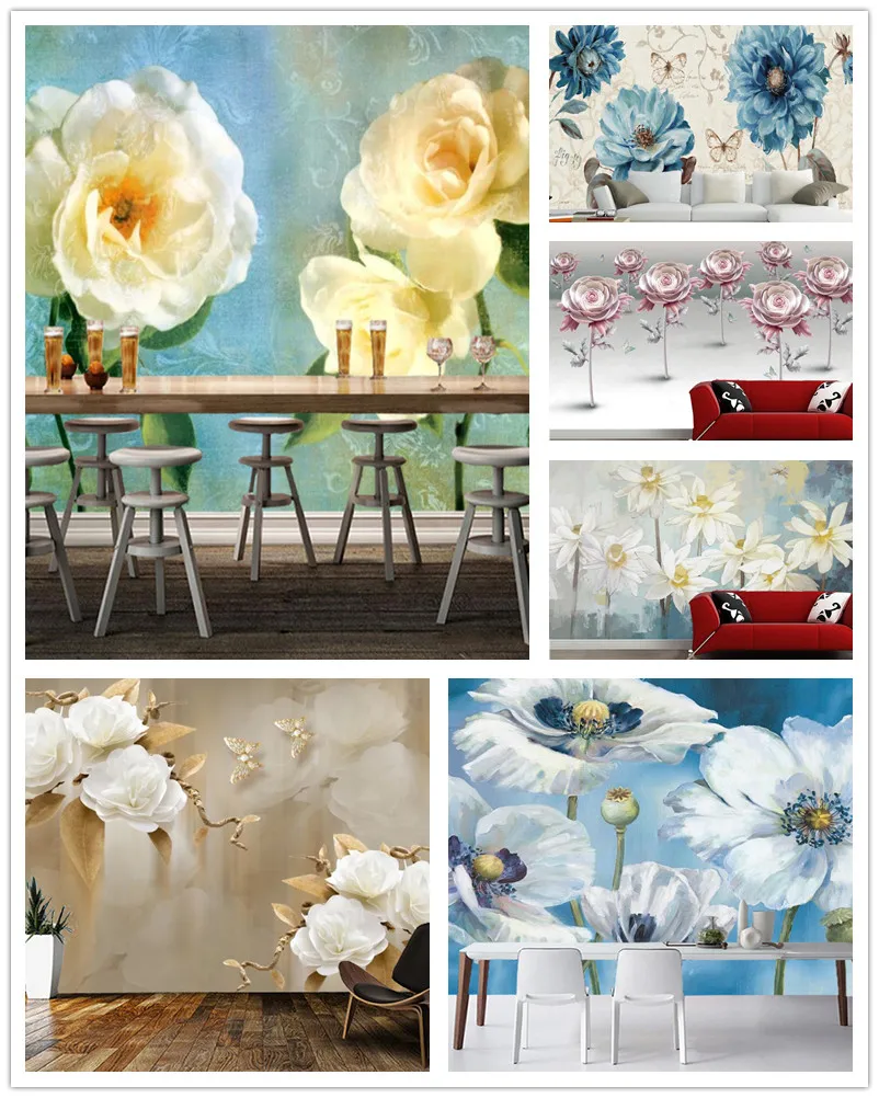 

Papel de parede custom 3d flowers and birds landscape art wallpaper living room tv bedroom home decor