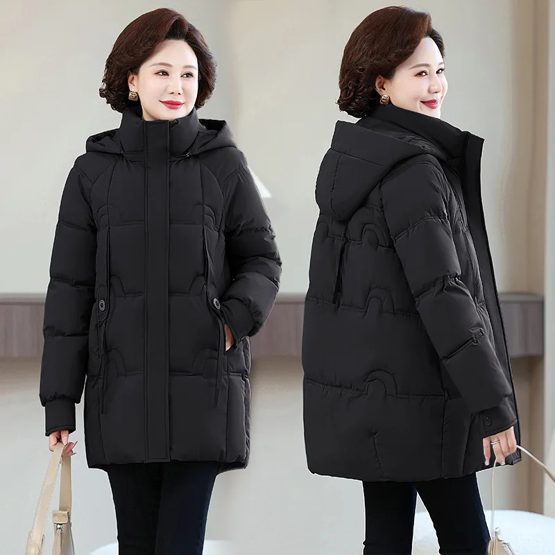 Parkas Women Mid Length Coats Hooded Zipper Jackets Thick Warm Y2k Streetwear Elegant Jacket Work Coat Autumn Winter 2025