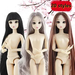 Muñeca de princesa con ojos en 3D para niñas, juguete de plástico para manualidades, 20 articulaciones, BJD, 30cm