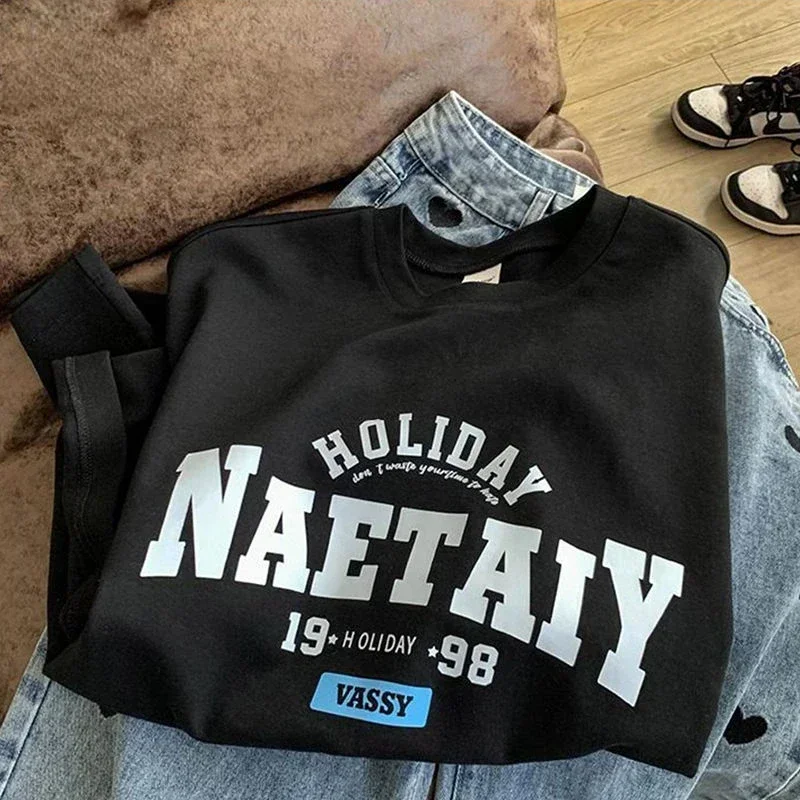 남녀공용 오버사이즈 티셔츠, 알파벳 프린트, 반팔, 고딕, 여성, 고스, 하라주쿠, Y2k