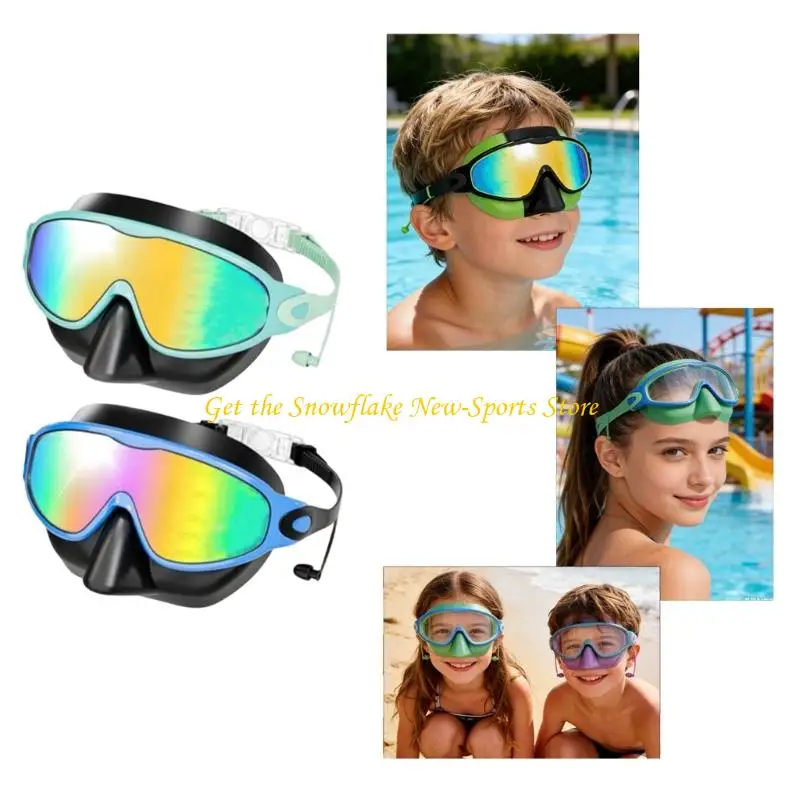 E56D 2 Pair Swimming Goggles For Boys Girls Ages 3 to 14 Years Sun Blocking Lens