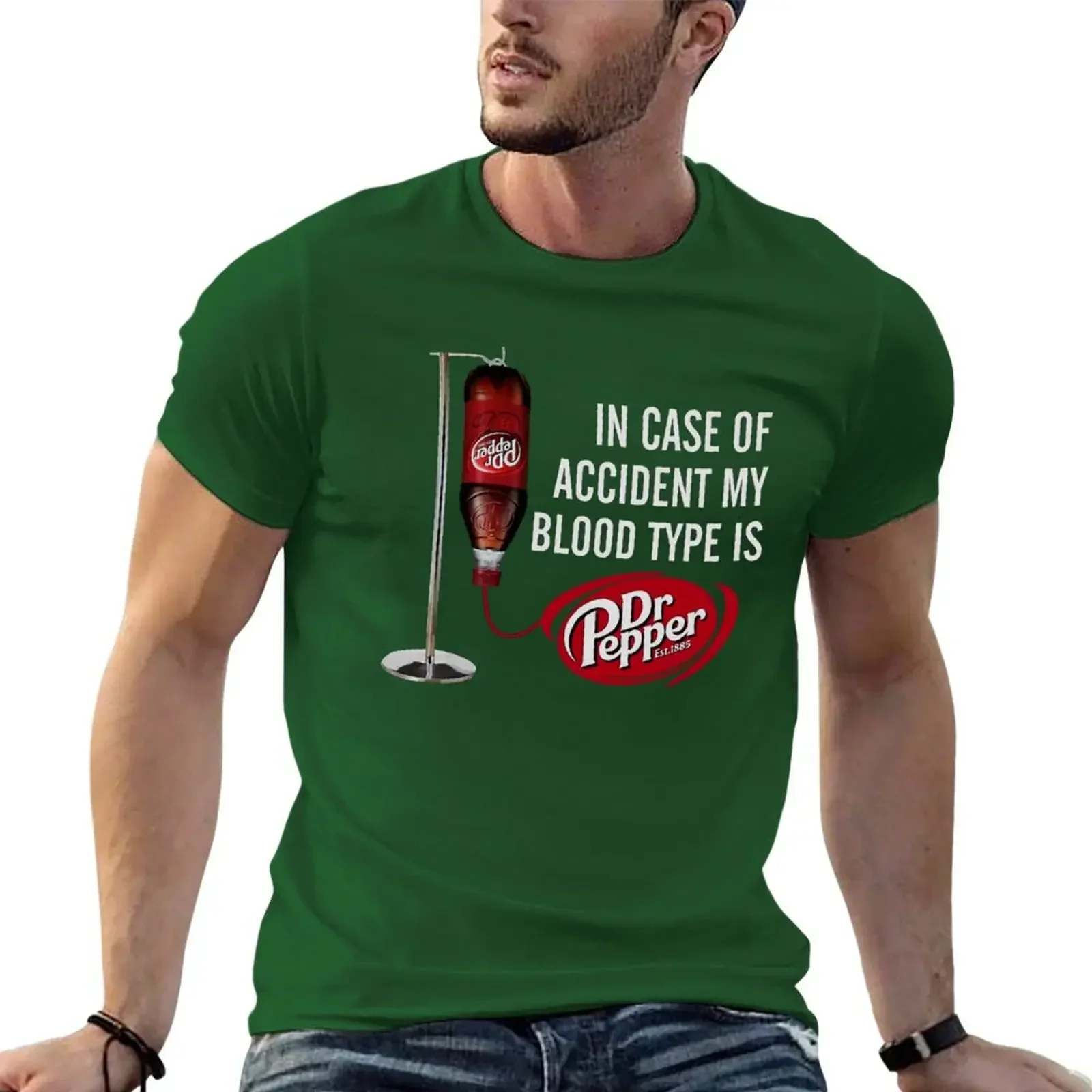 Sublime customs design your own mens champion t shirts in Case of Accident My Blood Type is Dr Pepper T-shirt oversized graphic view 6