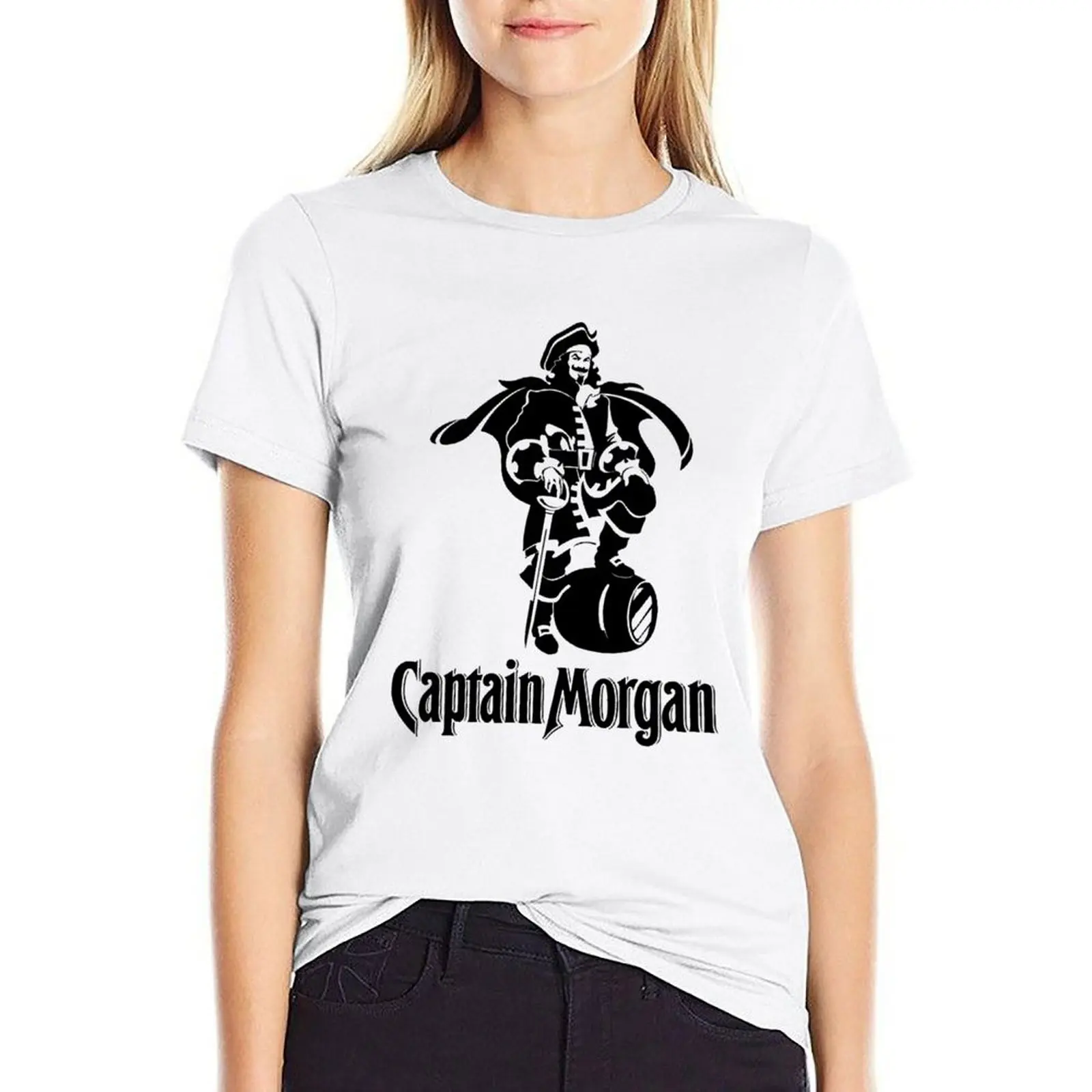 

Captain Morgan 2 T-shirt summer clothes plus size tops Blouse black t-shirts for Women