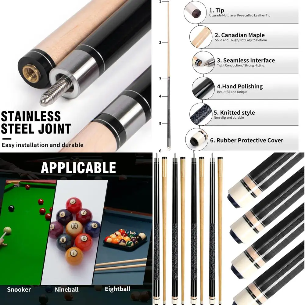 

Canadian Maple Wood 58 Billiard Cue Sticks, 18-21 oz, Ideal for Professional Players