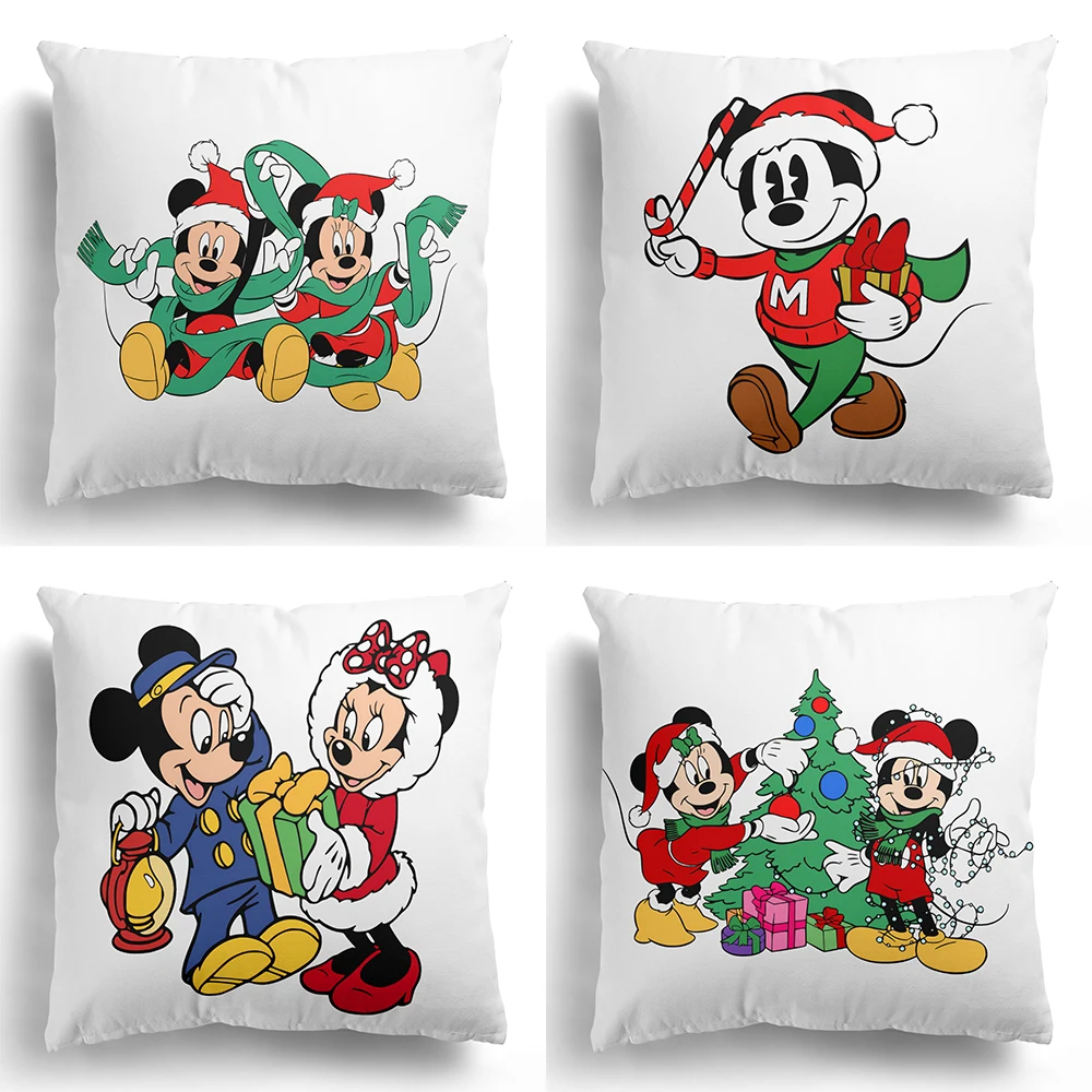 1 piece of Disney Christmas decoration pillowcase Mickey Minnie printed cushion cover living room sofa room home decoration gift