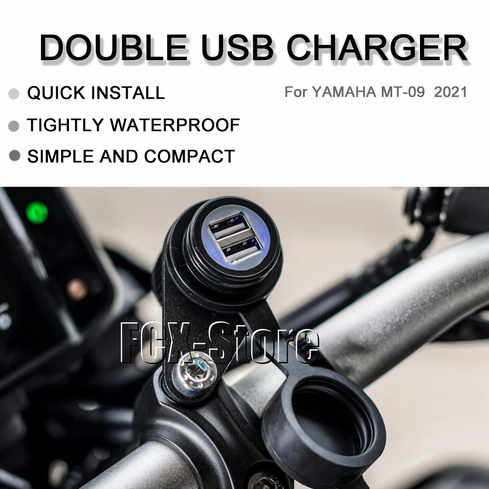 

For YAMAHA MT-09 MT09 2021 NEW Motorcycle Accessories Double USB Charger Plug Socket Adapter