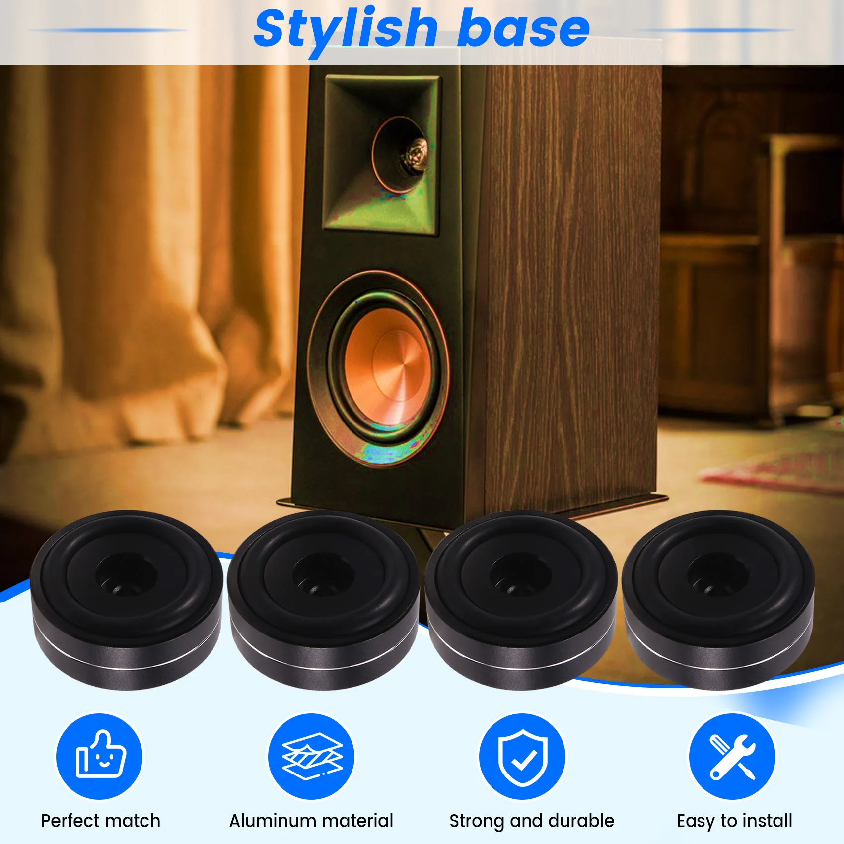 ABMF-4PCS Hi-Fi изолирующие ножки для проигрывателя, подставка для динамиков, шипы, аудиоподушечки, для усилителя/динамика/поворотного стола 40X15 мм