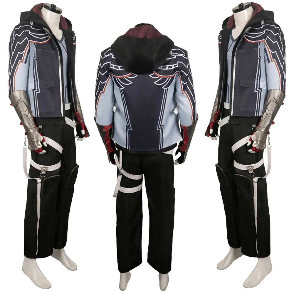 جين كازوما أزياء تنكرية خيالية لعبة أنيمي Tekken8 لعب الأدوار القفاز الحبل ملابس الكبار الرجال الذكور هالوين الدعاوى