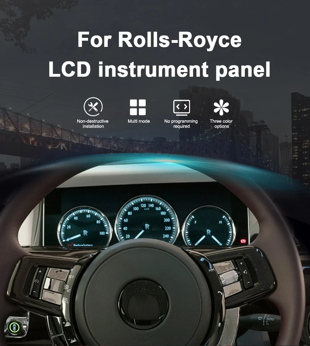 New Digital Cluster Odometer Screen For Rolls-Royce LCD Multimedia Player Dashboard Instrument Panel Speed Meter Car Accessories