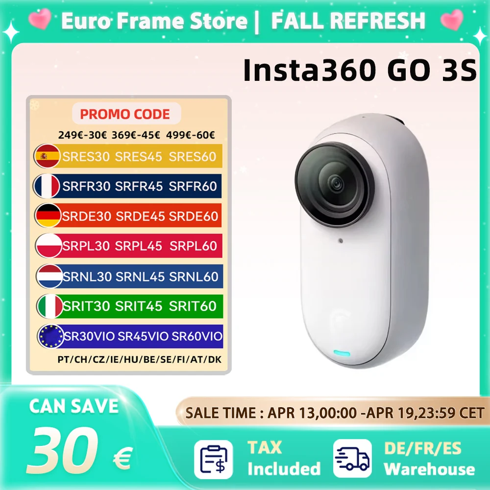 Insta360 New GO 3S – 4K Tiny Camera, Portable and Versatile, Hands-Free, POV, Mount Anywhere, Stabilization