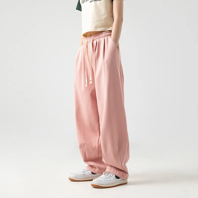 

Pleated Design Fleece-Lined Casual Solid Color Trendy Pants Autumn Winter New Loose Fit Couple's Drape Thickened Sweatpants BKDC