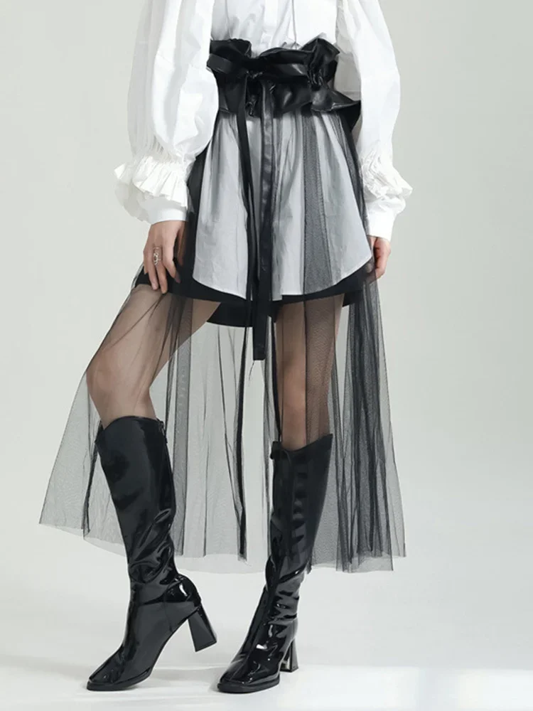 تنورة شاطئ طويلة شبكية سوداء