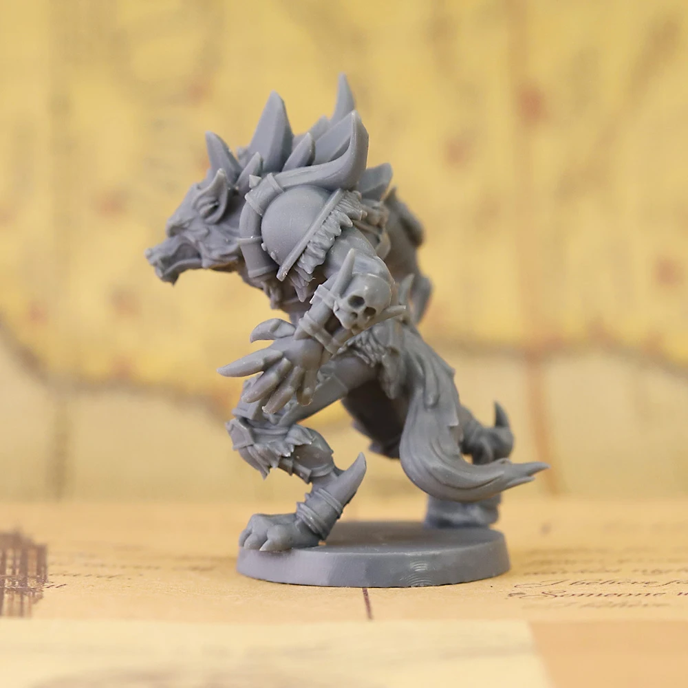 Werewolf Warrior Monster Miniature Unpainted Resin Model, DND Tabletop RPG Wargame Fantasy Creature Figure