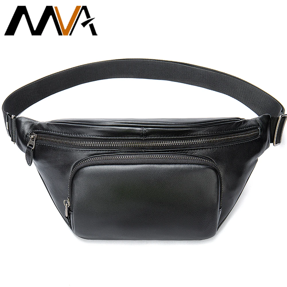 

MVA Waist Pack Male Fanny Pack Man Waist Bag Men Shoulder Bags Travel Black Leather Men's Belt Bag Men New 허리가방 힙색 heuptas heren