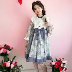 Girls Floral Dresses Kids Lace Princess Outfits Baby Costumes Spring Long Sleeve Teenagers Children Clothing 6 8 10 12 13 Years