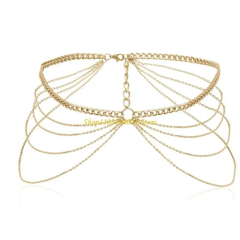 N5KE Steampunk Belly Waist Chain Alloy Jeans Belts Rock Motorcycle Locomotive
