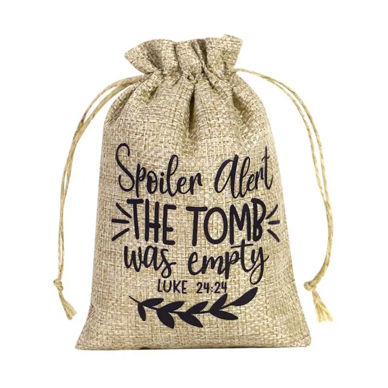 Bolsas de arpillera de Pascua con cordón, bolsa de goody de conejito, 12 piezas, bolsa de arpillera con cordón, bolsa de dulces de huevo de lino para parte