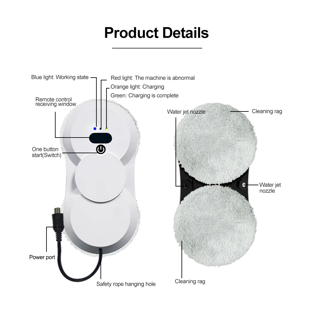 PuRuiKai robot electric automatic window cleaning Robotic vacuum cleaner, with remote control, two-way automatic spray