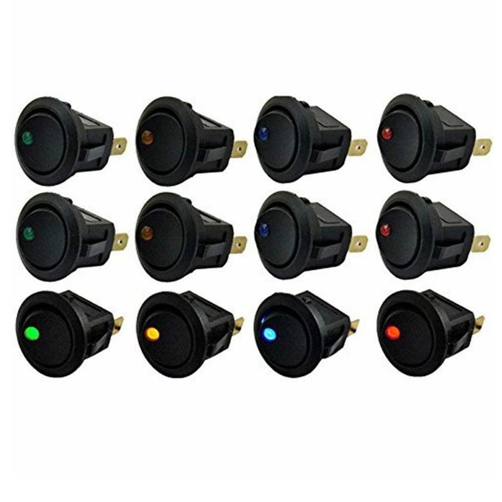 3pcs LED Switch 3 pins ON-OFF Rocker Switch 12V led rocker switch Led Dot Light LED illuminated Car Dashboard Dash Boat Toggle