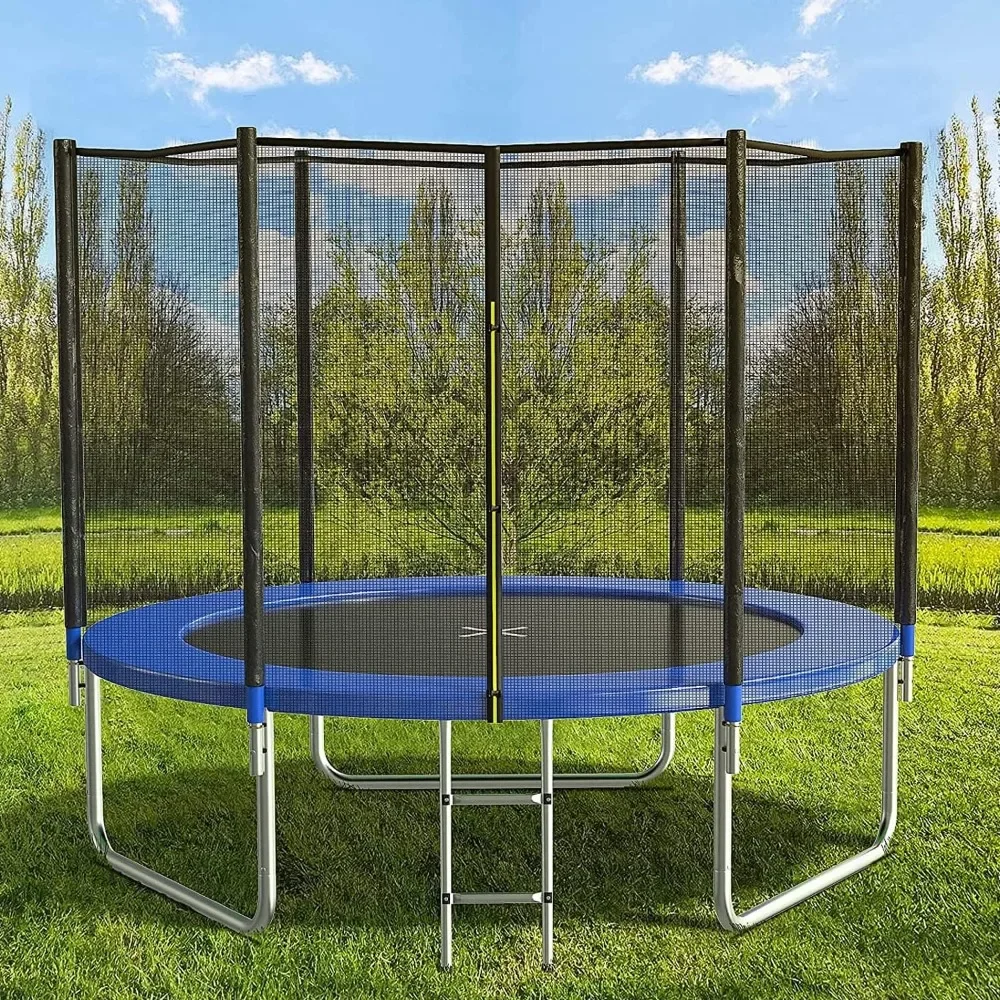 14 FT Trampoline with Safety Enclosure Net，with Basketball Hoop, Heavy Duty Jumping Mat, Storage Bag and Ladder