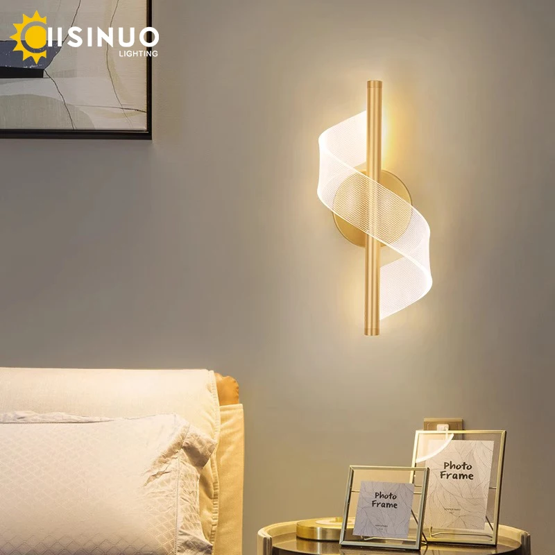

LED Tricolor Changeable Acrylic Wall Lamps Bedside Stairway Ambient Wall Sconces for Living Room Hotel Hallway Accent Background