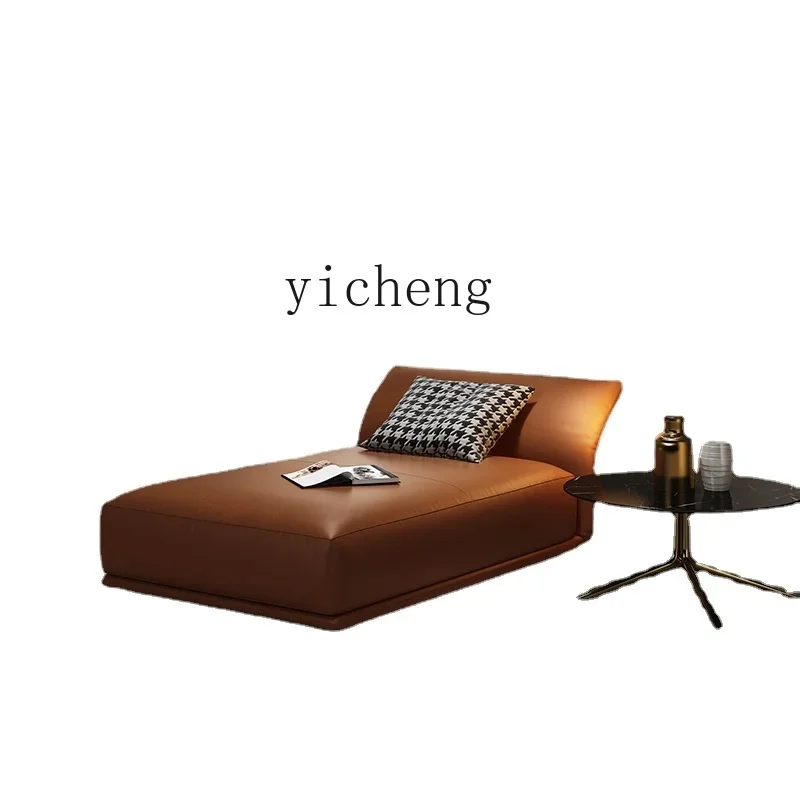 Genuine Leather Beauty Sofa Chaise Longue Side Bed Bed End Stool Lazy Sofa Bed