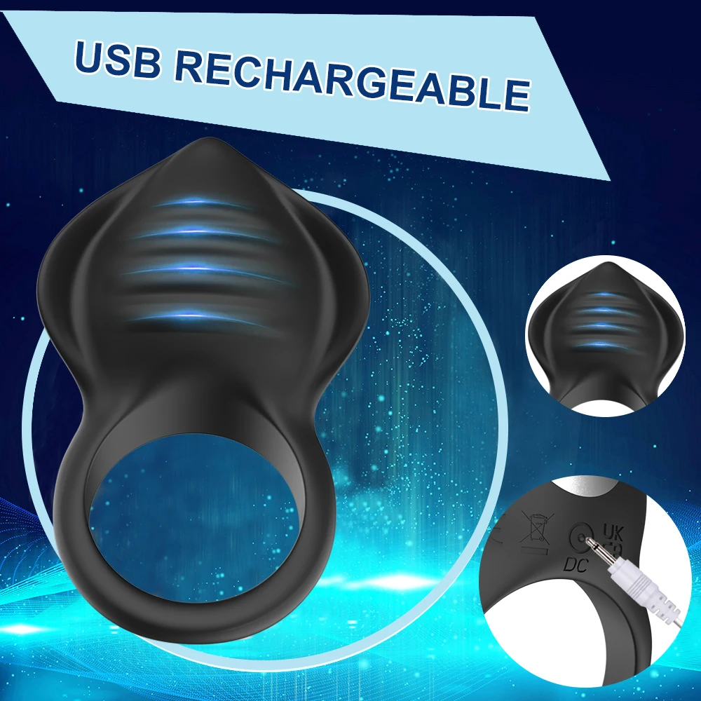 APP Control Vibrating Cock Ring Ejaculation Delay Penis Ring with Tongue Licking Clit Stimulator Adult Sex Toy for Couples view 3