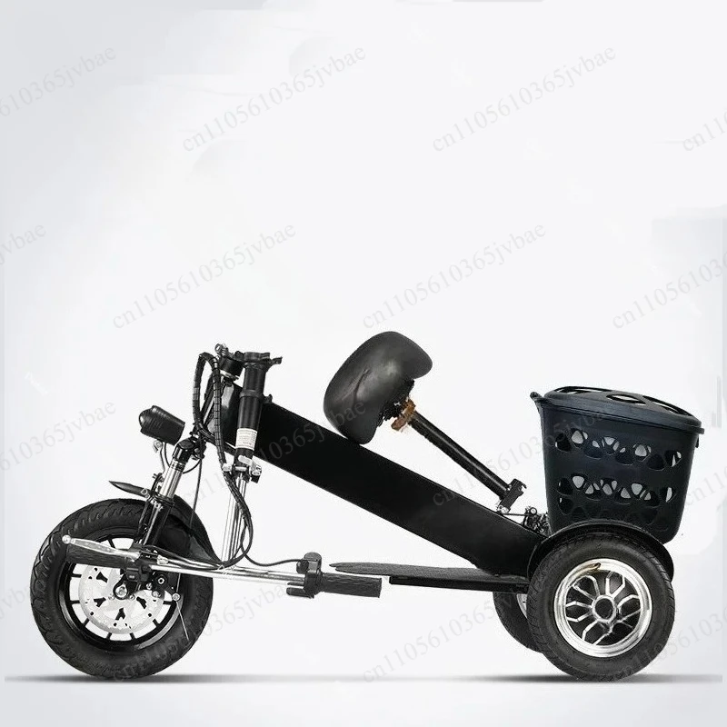 Lightweight Folding Three-wheeled Electric Scooter, Waterproof Scooter with Basket for Family Travel