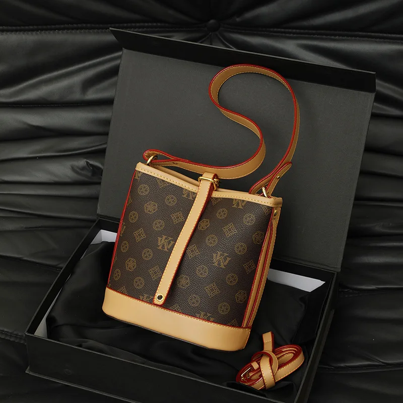 

Сумка-ведро с просторным принтом 202, роскошная женская сумка через плечо, сумка через плечо для пригородных поездок, минималистичная сумка «день-ночь», текстурированная