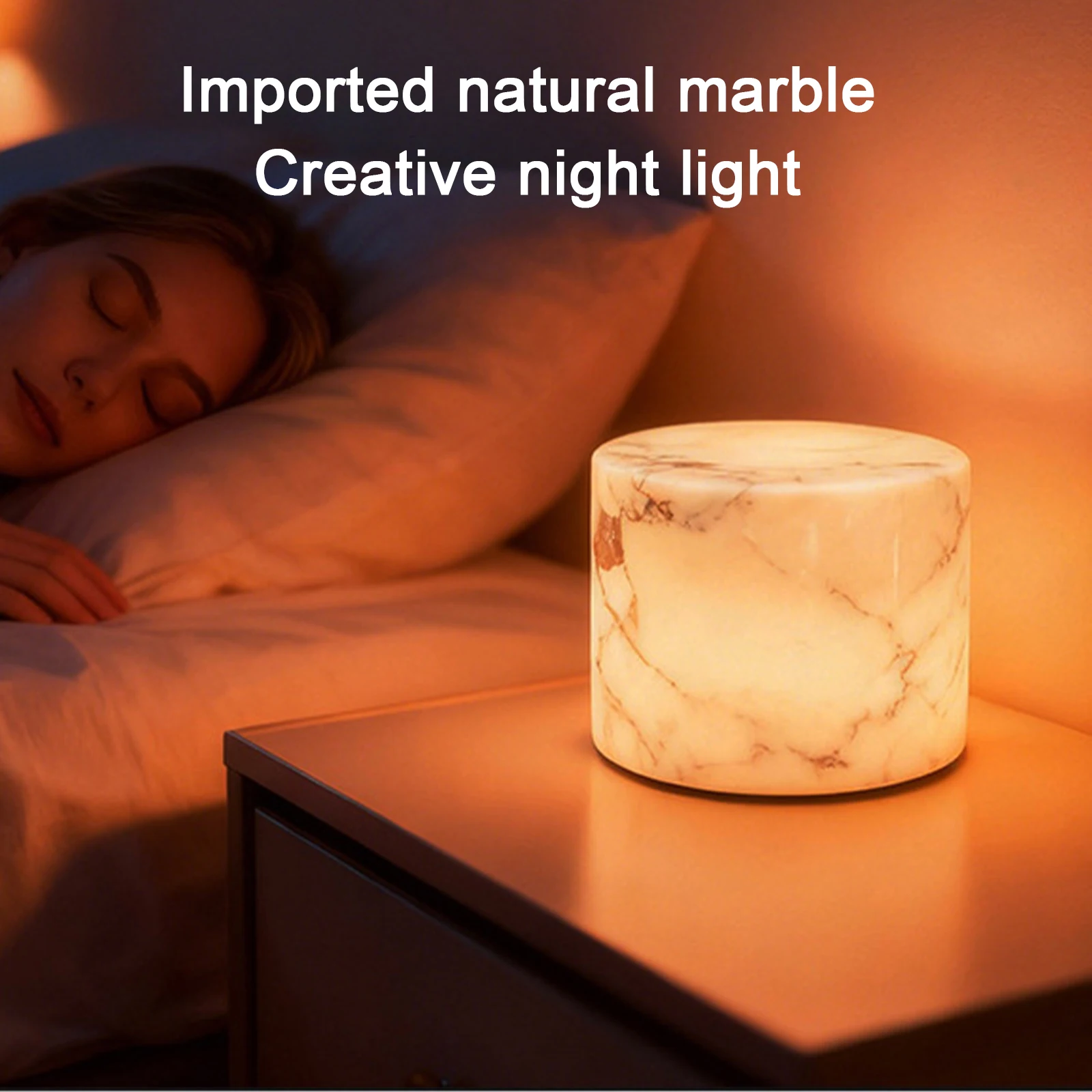 

Мраморная светодиодная беспроводная лампа с зарядкой Type-C, портативный атмосферный светильник с регулируемыми режимами освещения для спальни, рабочего стола, прикроватной тумбочки, офиса