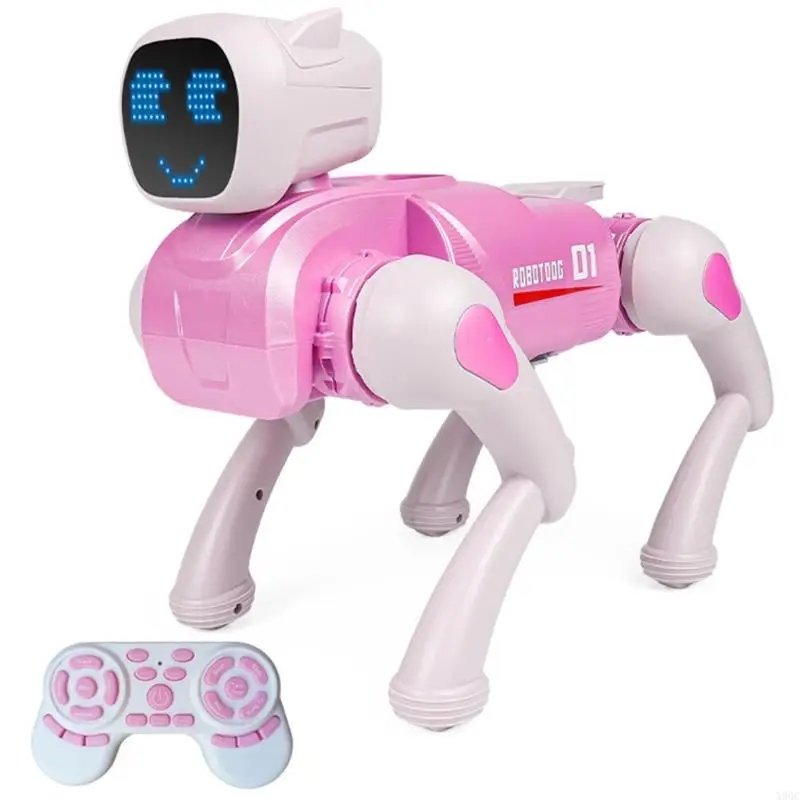 لعبة الكلب الآلي التفاعلي القابلة للبرمجة مع حركات واقعية 2.4 جيجا هرتز التحكم اللاسلكي البناء القوي للطفل x90c