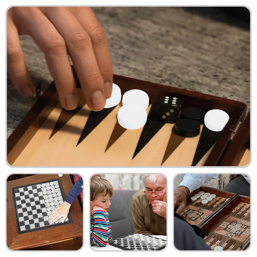 

60Pcs Chess Replacements Simple Design Black White Game Pieces for Backgammon Checkers Board Game Use Chess Pieces