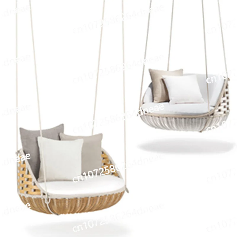 Balcony Hanging Chair Double Hanging Basket Pastoral Outdoor Leisure Rocking Chair Swing Rattan Chair